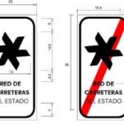 Pictogramas representativos del inicio y fin de la Red de Carreteras del Estado